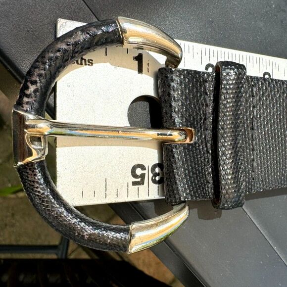 Vintage Cipriani Black 100% Snakeskin Exotic Leather Belt Size M Crescent Buckle